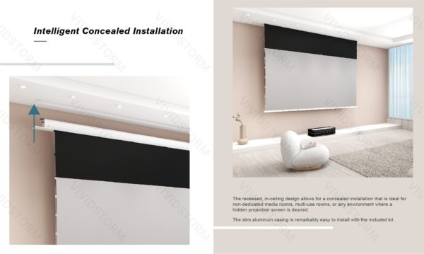 VIVIDSTORM Phantom Recessed In-Ceiling Motorized Tension UST ALR Projector Screen - Image 9