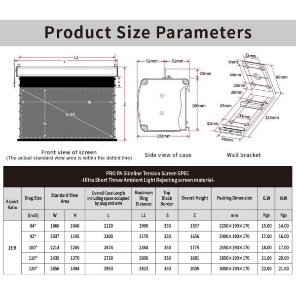 VIVIDSTORM PRO PA Slimline Perforated Acoustic Transparent Motorised Tension UST ALR Projector Screen - Image 11