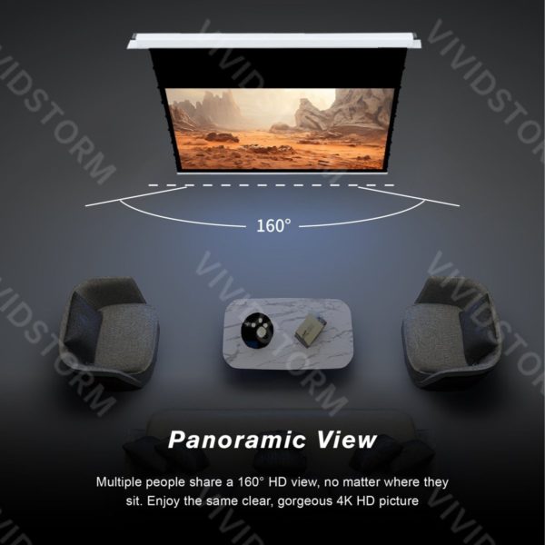VIVIDSTORM PHANTOM Recessed In-Ceiling Motorized Tension White Cinema Projector Screen - Image 2