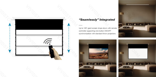 VIVIDSTORM PHANTOM Recessed In-Ceiling Motorized Tension White Cinema Projector Screen - Image 11