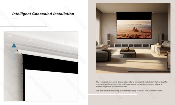 VIVIDSTORM PHANTOM Recessed In-Ceiling Motorized Tension White Cinema Projector Screen - Image 9